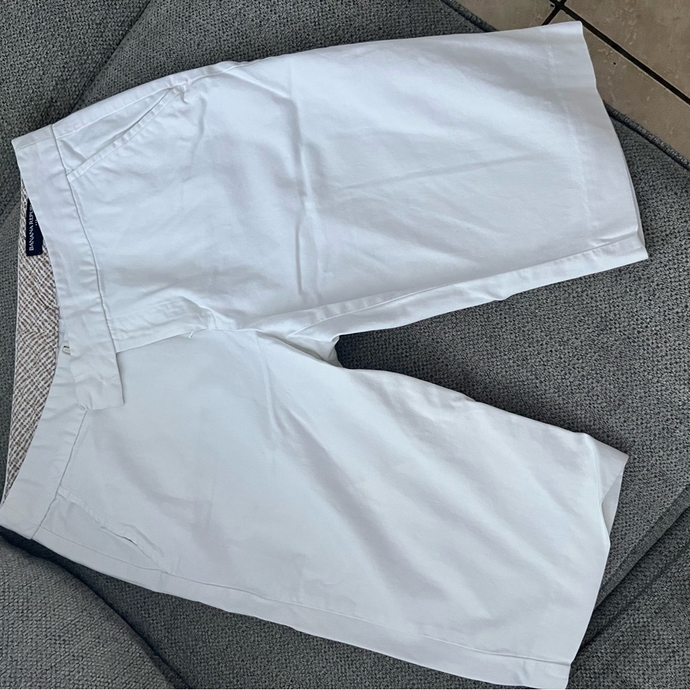 Banana Republic White Shorts with Patterned Trim
